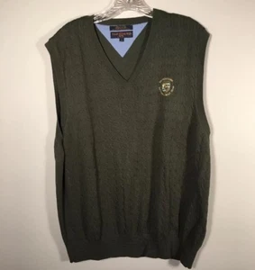 Metedeconik Golf Club Green Cable Knit Tommy Hilfiger Sweater Vest Mens Size L - Picture 1 of 8