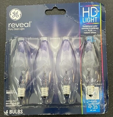 GE - 74036 - Clear Finish - 60W - Decorative BC - Candelabra Base 1 Pack/4 Bulbs - Image 1 of 2