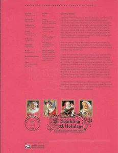 #1834 (50c}  Forever Sparkling Holidays Santas #5332-5 Souvenir Page - Picture 1 of 1