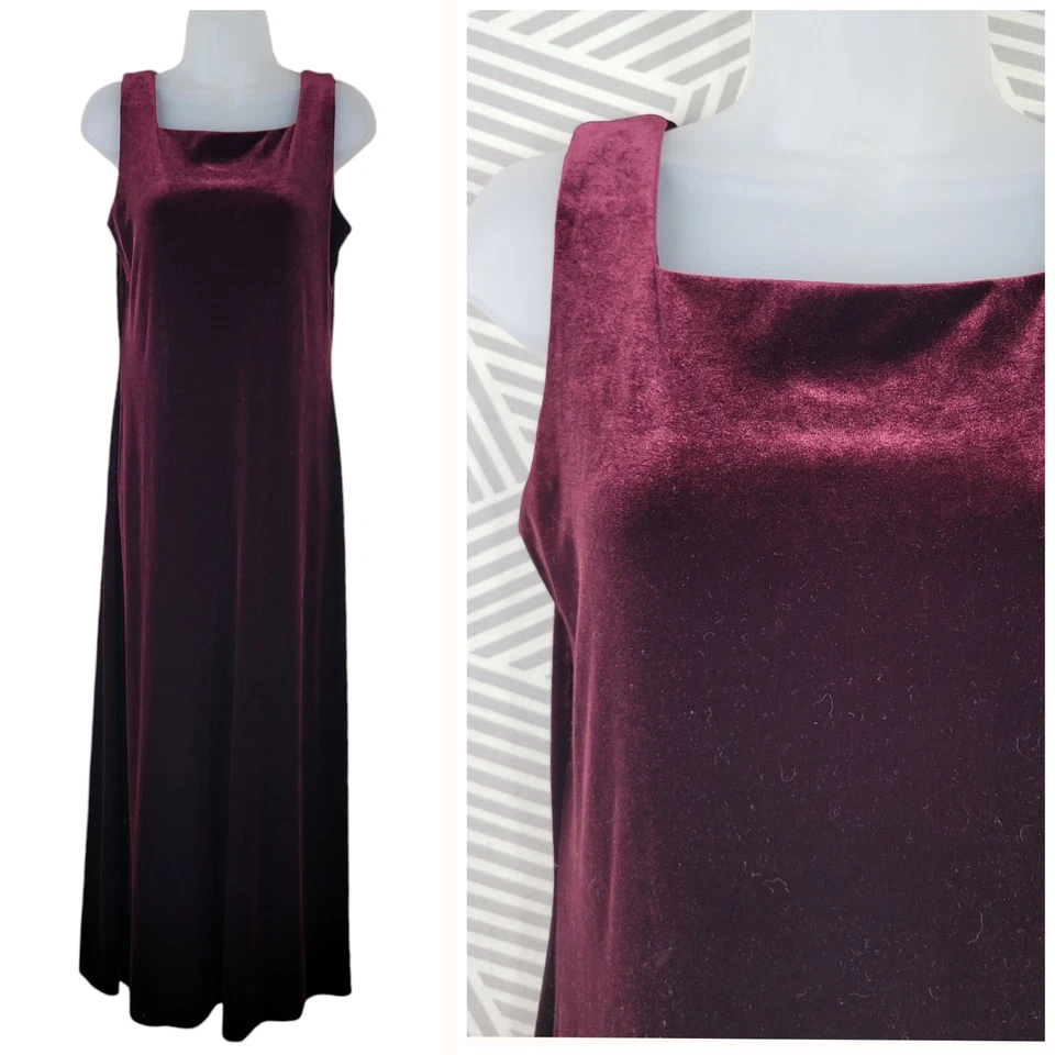 Vestido sin Mangas Vintage Años 90 Terciopelo Talla 8/10 Largo Alt Romántico Rojo Sangre Bruja Grunge Foto 1 de 4