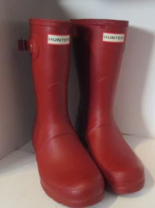 12" high Hunter Ladies Original Rubber Rain Boots (Military Red, US 8) - Picture 1 of 16