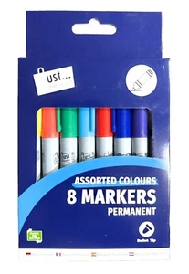 Permanent Markers With Bullet Tip Assorted Colours - Pack Of 8 - Picture 1 of 1