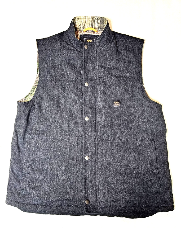 Walls Outdoor Goods Vest Size Extra Large XL Denim Quilted Camo Liner  - Image 1 of 4