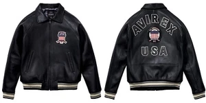Men's Avirex Black Leather Bomber Classic American Flight Leather Icon Jacket - Picture 1 of 6