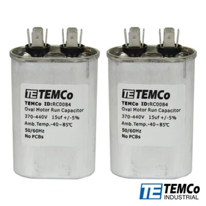 Condensador de funcionamiento ovalado TEMCo 15 uf/MFD 370-440 VAC 50/60 Hz - Lote-2 - Imagen 1 de 3