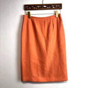 Vintage Le Suit Essentials Pencil Skirt Business Casual Orange Solid Zip Women 6 - Picture 1 of 5