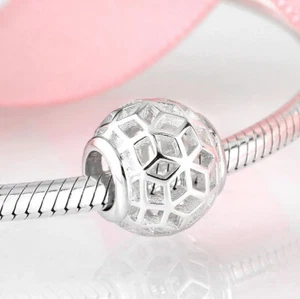Charm Perle Bead Kugel Muster Netz 925 Silber - Anhänger für Pandora Armband - Bild 1 von 1