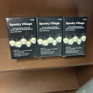 Spooky Village 20 Count Battery Operated Spooky Sparkle LED Spider Light 3 Boxes - Picture 1 of 3