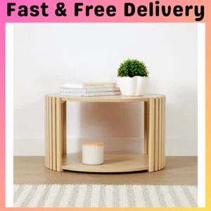 Nate Coffee Table Round shape Dual shelf Design Vertical cut-out Detail - Picture 1 of 8