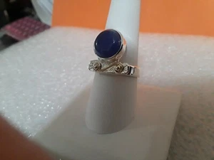 Ring Sterlingsilber mit 14 Kt Goldakzenten blauer Kalcedon - Bild 1 von 10