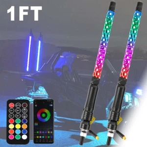 For Polaris RZR ATV UTV 1ft RGB LED Spiral Whip Light Antenna Remote App Control - Bild 1 von 9