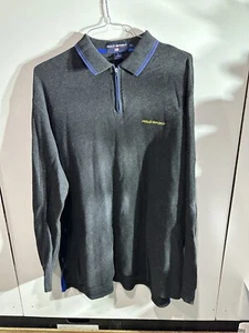 Vintage Polo Sport Mens XL Gray Blue Long Sleeve Embroidered 1/4 Zip Pullover - Picture 1 of 7