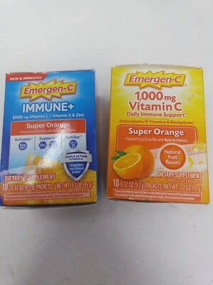  Emergen-C Immune+ Vitamine C Super Orange Lot of 2 x 10 Pcks Exp 2/25 - Image 1 of 2