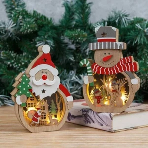 LED Lighted Santa Claus Shape Wooden Christmas Decoration Hotel Window Christmas - Picture 1 of 9
