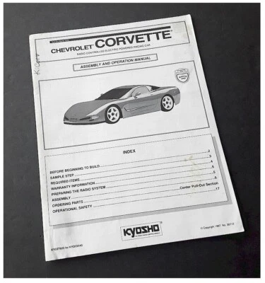 Coche de radiocontrol vintage Kyosho 1/10 PureTen Corvette EP Mantis manual original del propietario 19p Foto 1 de 2