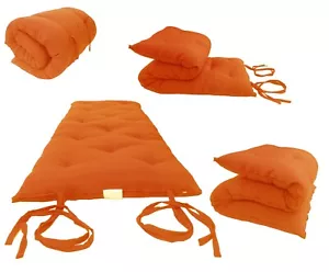 Twin Size Floor Rolling Futon Mattresses, Sleepover Cotton Pads 3x39x80 Orange - Bild 1 von 2