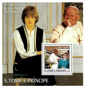 Sao Tome 2003 - Princess Diana, Pope John Paul II - Souvenir Sheet - MNH - Picture 1 of 1