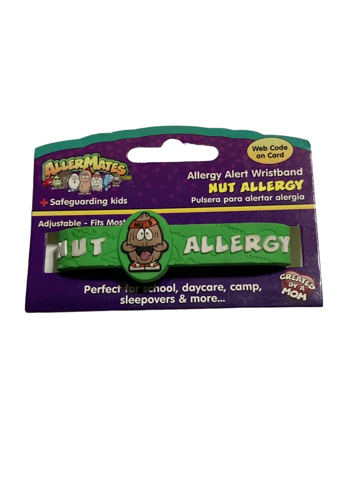AllerMates Alergia Alerta de Noz de Amendoim PULSEIRA Identificação Médica Pulseira Sem Látex - Imagem 1 de 2