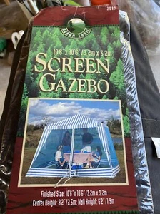 New Ozark Trail 10'6” x  10'6” Screen Gazebo Blue and White 2087 Pop Up Canopy - Picture 1 of 5