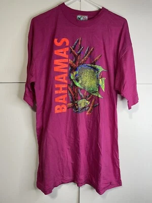 Camiseta Vintage Tropic Traders Dormir Puntada Única XXL Bahamas Rosa Pez Turista Foto 1 de 4