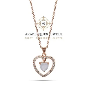 COLLAR COLGANTE DE PIEDRA DE NACIMIENTO DE ÓPALO JUNE PARA DAMAS. PLATA ESTERLINA 925 / ORO ROSA - Imagen 1 de 2
