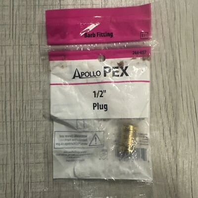 Lot of 1~ Apollo Plug Pex Test 1/2"  Brass, Crimp,  APXP12 264-657  Barb Fitting - Image 1 of 2