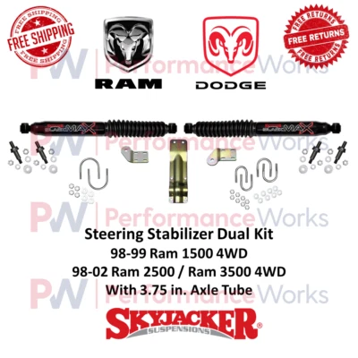 Kit doble estabilizador de dirección Skyjacker negro para Dodge Ram 1500/ 2500/ 3500 4x4 Foto 1 de 4