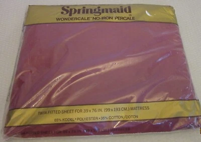 Par de sábanas ajustables dobles Springmaid Wondercale borgoña vintage 2 nuevas en paquete Foto 1 de 3