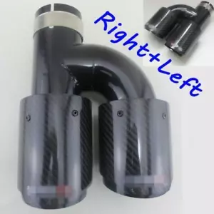 2x Polished Car Exhaust Muffler Tip Pipe 2.5" Inlet h Style Black Carbon Steel - Foto 1 di 12