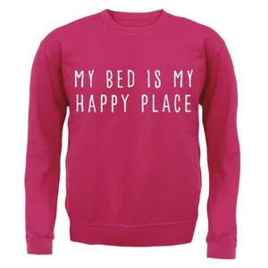 My Bed is My Happy Place - Kids Hoodie / Sweater - Funny Teen Teenager Sleep - Picture 1 of 20