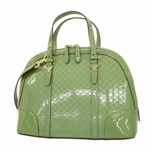 GUCCI Micro Guccissima 309617 Patent Leather Green Handbag Champagne Gold - Picture 1 of 3