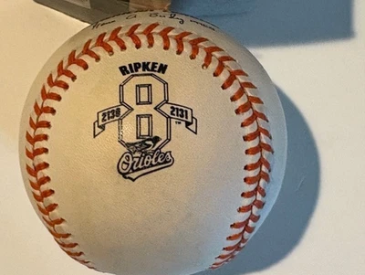 Cal Ripken Jr  Official Rawlings #8 2130 2131 Commemorative MLB BASEBALL - Image 1 of 4