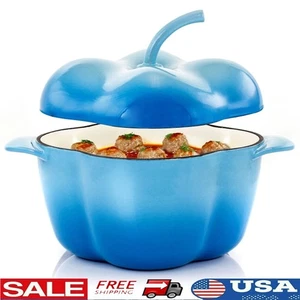 Pfefferförmige emaillierte Gusseisen Kasserolle Dutch Oven Antihaft Kochgeschirr 3 Quart USA - Bild 1 von 14