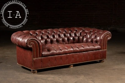 Диван Chesterfield стеганая кожа бордовый - Изображение 1 из 4