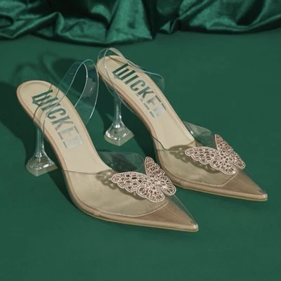 Wicked Movie X Forever 21 Glinda Rhinestone Butterfly High Heels Shoes Sz 8 NWT - Image 1 of 4