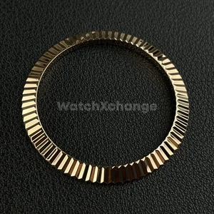 Anello inserto lunetta orologio acciaio inox lucido scanalato oro rosa 36mm 39mm - Foto 1 di 3