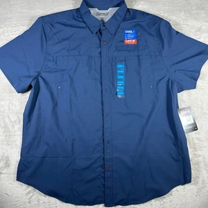 Coleman Men's XXL Sargasso Sea Cool UPF 50 Short Sleeve Blue Shirt Vented NWT - Picture 1 of 8