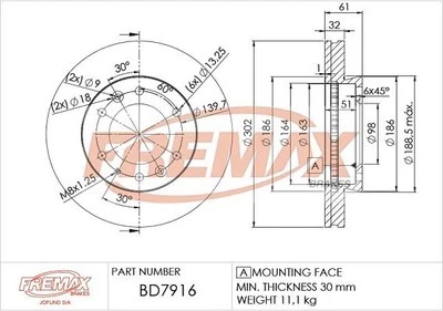 Disco de freno FORD RANGER 2.0 EcoBlue BD-7916 Foto 1 de 2