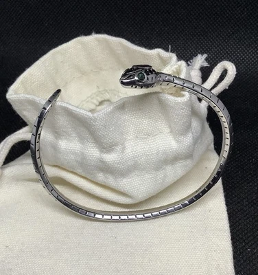 925 Silver Snake Bangle Bracelet Serpent Gothic Adjustable Men Women Gift 1 - Image 1 of 4
