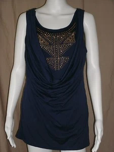 Jr N. Azul Moda Tejido Top-Imitación Estrás/Cuentas Insertado Decorado-NoBo-Talla, M,L,2XL - Imagen 1 de 3