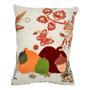 NEW Handmade Pumpkins & Acorn Pillow Vintage Quilt Old Chenille Autumn Fall - Picture 1 of 11