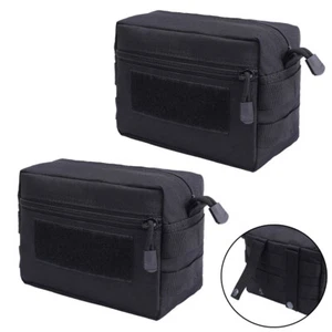 2pcs Tactical MOLLE Admin Pouch EDC Multi-Purpose Utility Tools Waist Bag Black - Picture 1 of 7