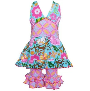 AnnLoren Girls Hearts Dove Halter Capri Set  Size 6 - Picture 1 of 5