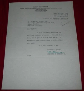 1941 All Star Game Lew Fonseca carta firmada Spike Briggs Stadium Detroit Tigers - Imagen 1 de 7