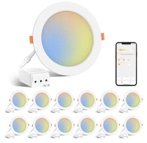 12 PK 4 Inch Smart Recessed Lighting Work with Alexa 2700K~5700K 6CCT Selectable - Picture 1 of 7