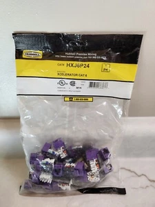 Hubbell HXJ6P24 XCelerator Universal Wired Cat6 Jack, 24 Pack, Purple - Afbeelding 1 van 1