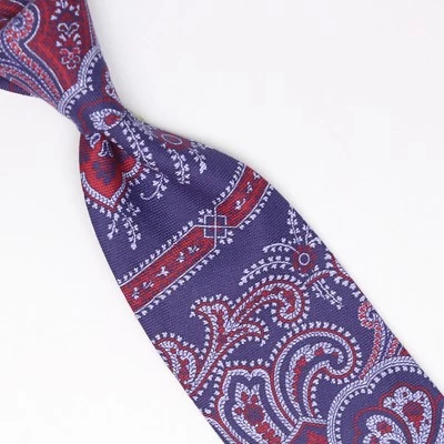 Corbata de algodón John G Hardy para hombre azul marino claro rojo estampado cachemira corbata Italia Foto 1 de 4