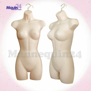 ONE FEMALE TORSO DRESS BODY FORM MANNEQUIN - FLESH WOMEN HANGING DISPLAY - Picture 1 of 4
