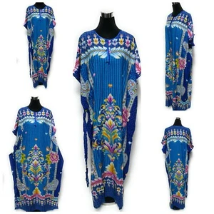 Loose Free Size Indonesian Kaftan Tunic Holiday Dress Beach Cover up Dubai Abaya - Picture 1 of 42