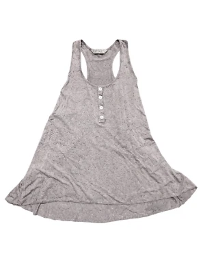 Top Tryst Gris Hi-Lo Espalda Corredora Sin Mangas Botón Delantero Para Mujer Talla Pequeña Foto 1 de 4